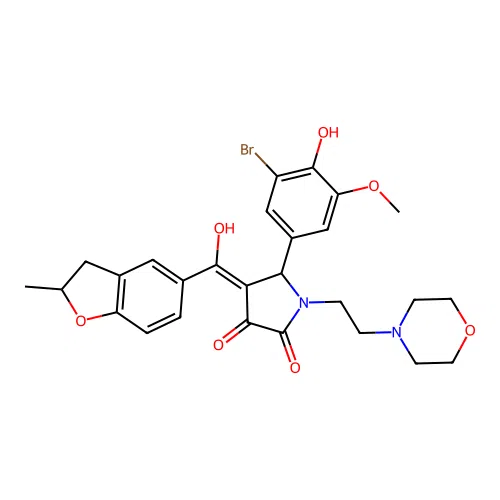 5-(3-bromo-4-hydroxy-5-methoxyphenyl)-3-hydroxy-4-(2-methyl-2,3-dihydrobenzofuran-5-carbonyl)-1-(2-morpholinoethyl)-1H-pyrrol-2(5H)-one structure