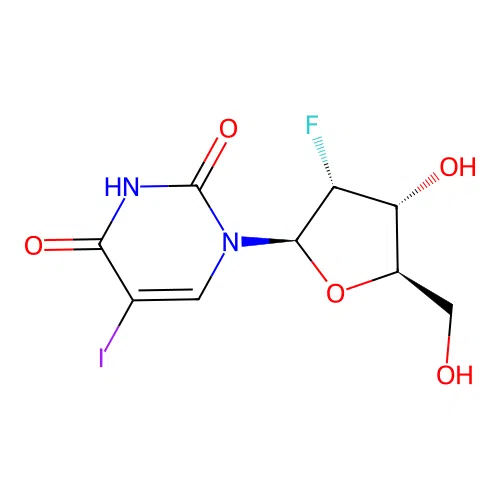 5-Iodo-1-(2-fluoro-2-deoxyribofuranosyl)uracil structure