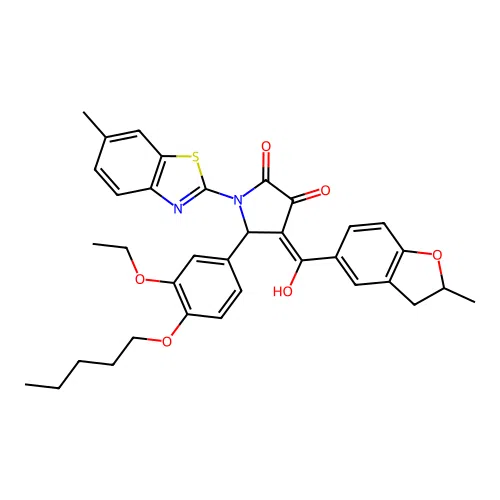 5-(3-ethoxy-4-(pentyloxy)phenyl)-3-hydroxy-4-(2-methyl-2,3-dihydrobenzofuran-5-carbonyl)-1-(6-methylbenzo[d]thiazol-2-yl)-1H-pyrrol-2(5H)-one structure