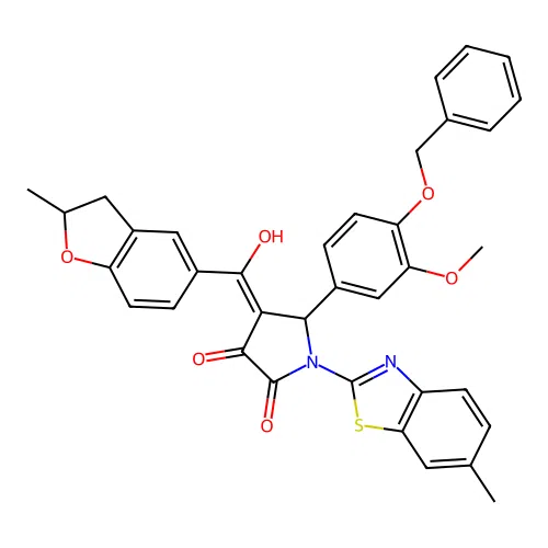 5-(4-(benzyloxy)-3-methoxyphenyl)-3-hydroxy-4-(2-methyl-2,3-dihydrobenzofuran-5-carbonyl)-1-(6-methylbenzo[d]thiazol-2-yl)-1H-pyrrol-2(5H)-one structure