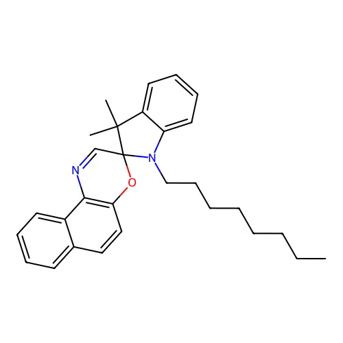 3,3-Dimethyl-1-octyl-1,3-dihydrospiro[indole-2,3'-naphtho[2,1-b][1,4]oxazine] structure