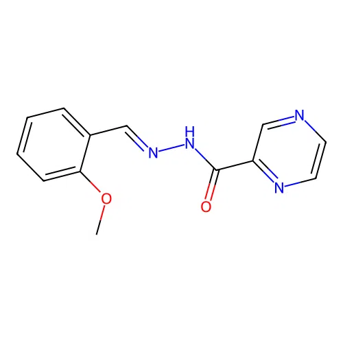 N-[(E)-(2-methoxyphenyl)methylideneamino]pyrazine-2-carboxamide structure