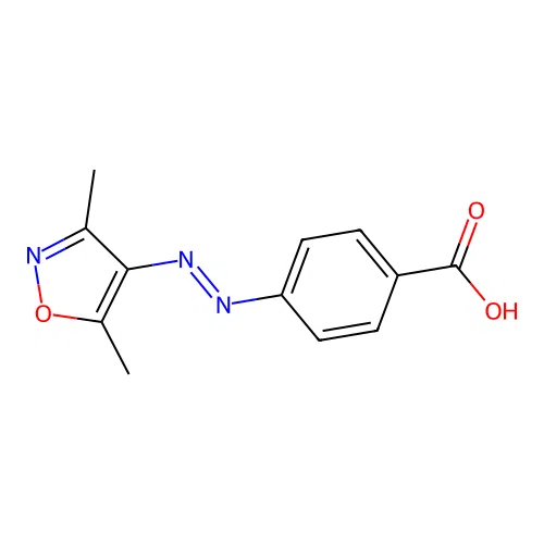 4-[(3,5-Dimethylisoxazol-4-yl)diazenyl]benzoic acid structure