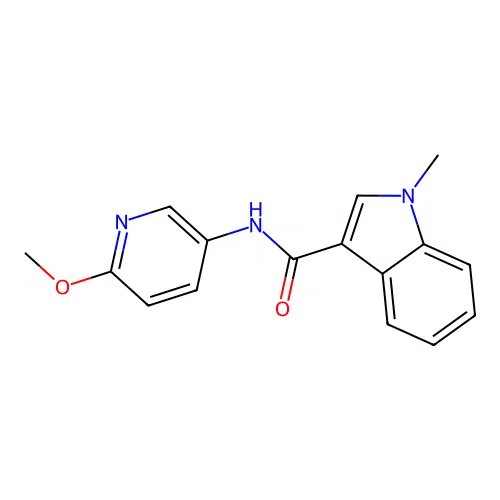N-(6-methoxypyridin-3-yl)-1-methyl-1H-indole-3-carboxamide structure