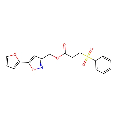 [5-(Furan-2-yl)-1,2-oxazol-3-yl]methyl 3-(benzenesulfonyl)propanoate structure