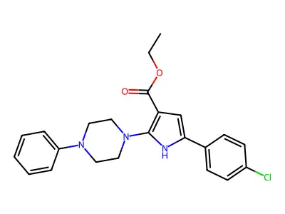 ethyl 5-(4-chlorophenyl)-2-(4-phenylpiperazin-1-yl)-1H-pyrrole-3-carboxylate structure