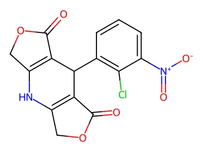 1H,3H-Difuro(3,4-b:3',4'-e)pyridine-1,7(4H)-dione, 5,8-dihydro-8-(2-chloro-3-nitrophenyl)- structure
