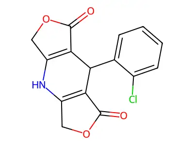 1H,3H-Difuro(3,4-b:3',4'-e)pyridine-1,7(4H)-dione, 5,8-dihydro-8-(2-chlorophenyl)- structure