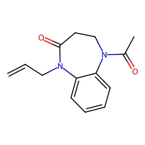 2H-1,5-Benzodiazepin-2-one, 1,3,4,5-tetrahydro-5-acetyl-1-(2-propenyl)- structure