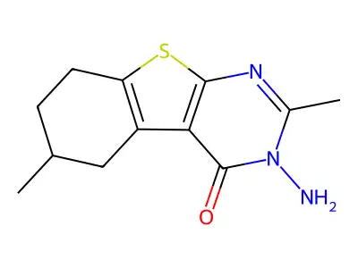 5,6,7,8-Tetrahydro-3-amino-2,6-dimethyl-(1)benzothieno(2,3-d)pyrimidin-4(3H)-one structure