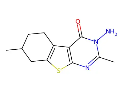 Benzothieno(2,3-d)pyrimidin-4(3H)-one, 5,6,7,8-tetrahydro-3-amino-2,7-dimethyl- structure