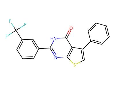 Thieno(2,3-d)pyrimidin-4(1H)-one, 5-phenyl-2-(3-(trifluoromethyl)phenyl)- structure
