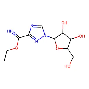 Ethyl 1-ribofuranosyl-1,2,4-triazole-3-carboximidate structure