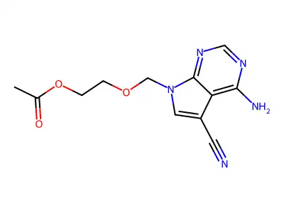 Acetic acid 2-(4-amino-5-cyano-pyrrolo(2,3-d)pyrimidin-7-ylmethoxy)ethyl ester structure