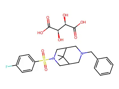 3,7-Diazabicyclo(3.3.1)nonane, 9,9-dimethyl-3-((4-fluorophenyl)sulfonyl)-7-(phenylmethyl)-, (R-(R*,R*))-2,3-dihydroxybutanedioate (1:1) structure