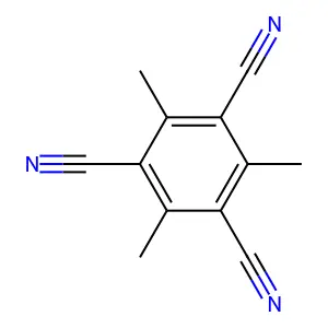 1,3,5-Benzenetricarbonitrile, 2,4,6-trimethyl- structure