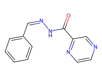 N-[(E)-benzylideneamino]pyrazine-2-carboxamide structure
