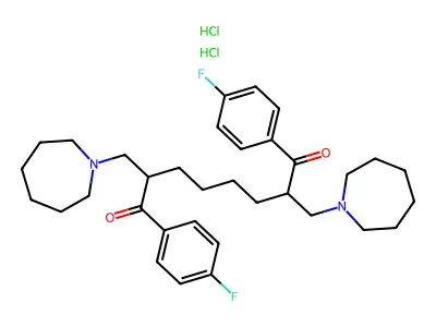 1,8-Bis(4-fluorophenyl)-2,7-bis((hexahydro-1H-azepin-1-yl)methyl)-1,8-octanedione 2HCl structure