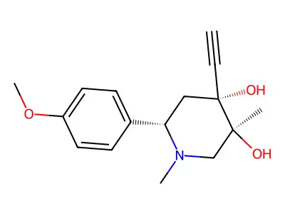 cis-1,3-Dimethyl-4-ethynyl-6-(4-methoxyphenyl)-3,4-piperidinediol structure