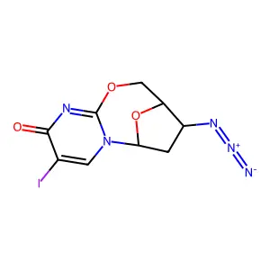 2,5'-Anhydro-3'-azido-2',3'-dideoxy-5-iodouridine structure