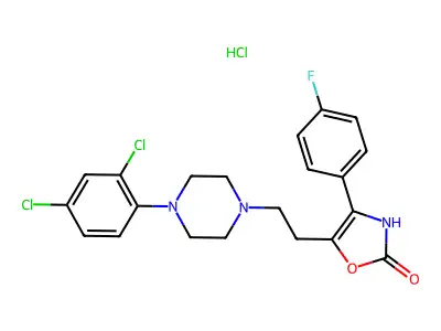 2(3H)-Oxazolone, 5-(2-(4-(2,4-dichlorophenyl)-1-piperazinyl)ethyl)-4-(4-fluorophenyl)-, monohydrochloride structure