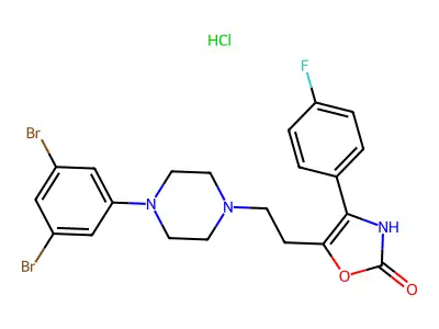 2(3H)-Oxazolone, 5-(2-(4-(3,5-dibromophenyl)-1-piperazinyl)ethyl)-4-(4-fluorophenyl)-, monohydrochloride structure