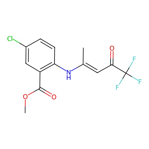 methyl 5-chloro-2-[[(E)-5,5,5-trifluoro-4-oxopent-2-en-2-yl]amino]benzoate structure