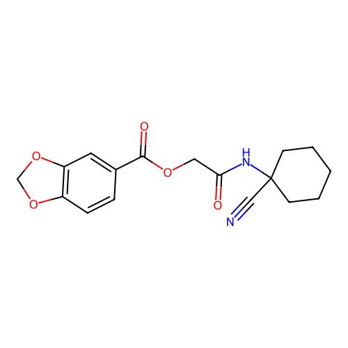 [(1-Cyanocyclohexyl)carbamoyl]methyl 1,3-dioxaindane-5-carboxylate structure