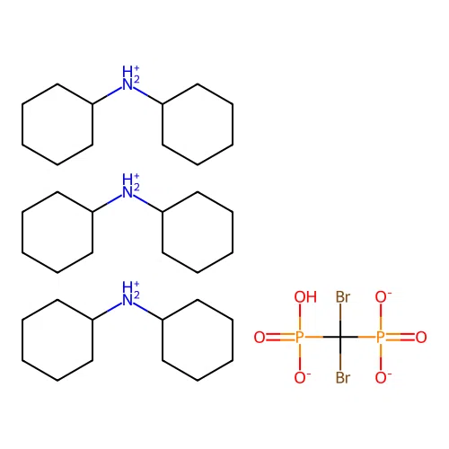 N-cyclohexylcyclohexanamine; [dibromo(phosphono)methyl]phosphonic acid structure