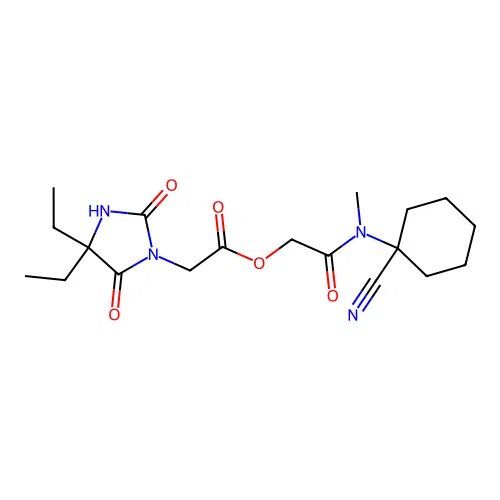 [(1-cyanocyclohexyl)(methyl)carbamoyl]methyl 2-(4,4-diethyl-2,5-dioxoimidazolidin-1-yl)acetate structure
