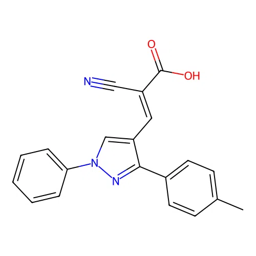 2-cyano-3-[3-(4-methylphenyl)-1-phenyl-1H-pyrazol-4-yl]prop-2-enoic acid structure
