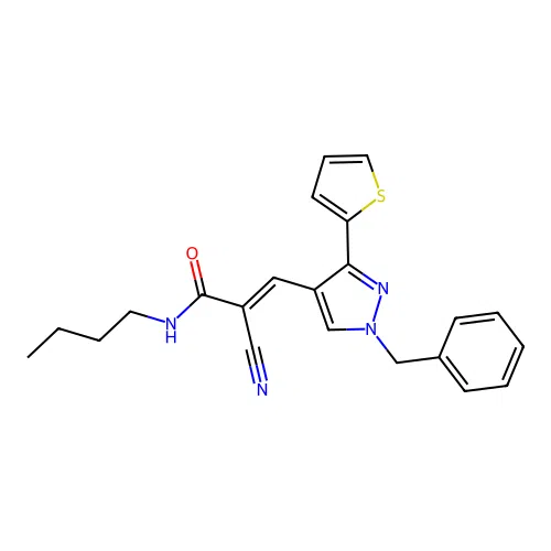 3-[1-Benzyl-3-(thiophen-2-yl)-1h-pyrazol-4-yl]-n-butyl-2-cyanoprop-2-enamide structure