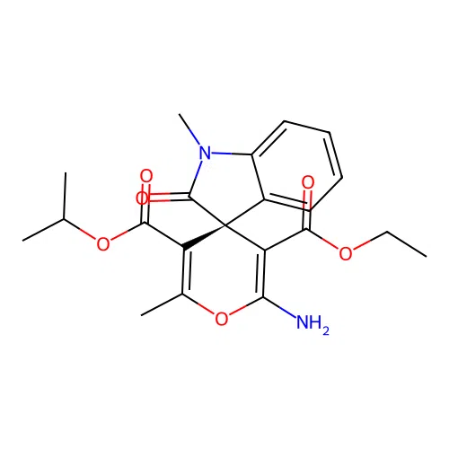 (S)-3'-ethyl 5'-isopropyl 2'-amino-1,6'-dimethyl-2-oxospiro[indoline-3,4'-pyran]-3',5'-dicarboxylate structure
