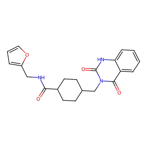 (1r,4r)-4-((2,4-dioxo-1,2-dihydroquinazolin-3(4H)-yl)methyl)-N-(furan-2-ylmethyl)cyclohexanecarboxamide structure