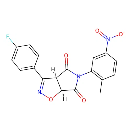 (3aR,6aS)-3-(4-fluorophenyl)-5-(2-methyl-5-nitrophenyl)-3a,6a-dihydropyrrolo[3,4-d][1,2]oxazole-4,6-dione structure