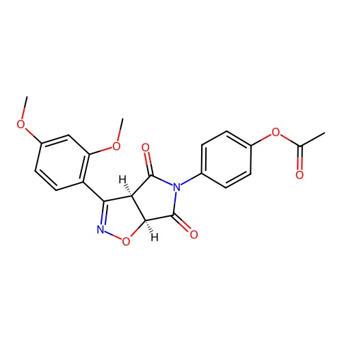 [4-[(3aR,6aS)-3-(2,4-dimethoxyphenyl)-4,6-dioxo-3a,6a-dihydropyrrolo[3,4-d][1,2]oxazol-5-yl]phenyl] acetate structure