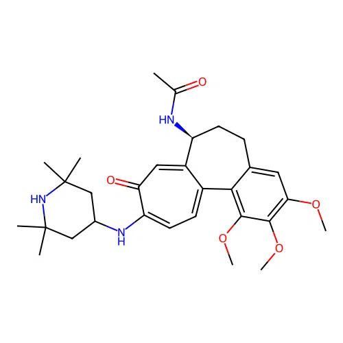 (S)-N-(1,2,3-trimethoxy-9-oxo-10-((2,2,6,6-tetramethylpiperidin-4-yl)amino)-5,6,7,9-tetrahydrobenzo[a]heptalen-7-yl)acetamide structure