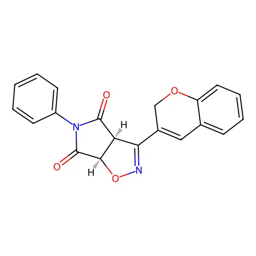 (3aS,6aR)-3-(2H-chromen-3-yl)-5-phenyl-3aH-pyrrolo[3,4-d][1,2]oxazole-4,6(5H,6aH)-dione structure