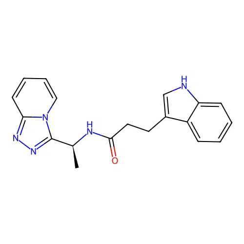 (S)-N-(1-([1,2,4]triazolo[4,3-a]pyridin-3-yl)ethyl)-3-(1H-indol-3-yl)propanamide structure