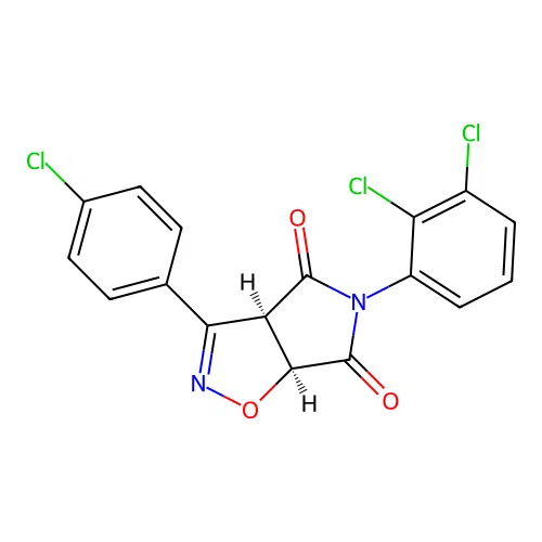 (3aR,6aS)-3-(4-chlorophenyl)-5-(2,3-dichlorophenyl)-3a,6a-dihydropyrrolo[3,4-d][1,2]oxazole-4,6-dione structure