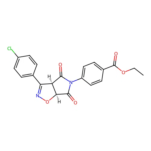 ethyl 4-((3aR,6aS)-3-(4-chlorophenyl)-4,6-dioxo-6,6a-dihydro-3aH-pyrrolo[3,4-d]isoxazol-5(4H)-yl)benzoate structure