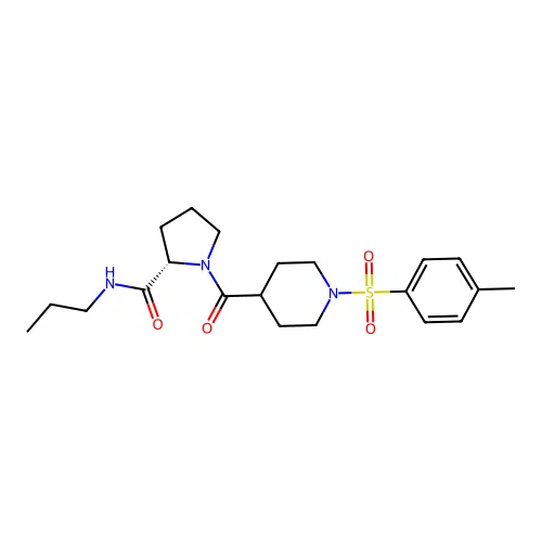 (S)-N-propyl-1-(1-tosylpiperidine-4-carbonyl)pyrrolidine-2-carboxamide structure