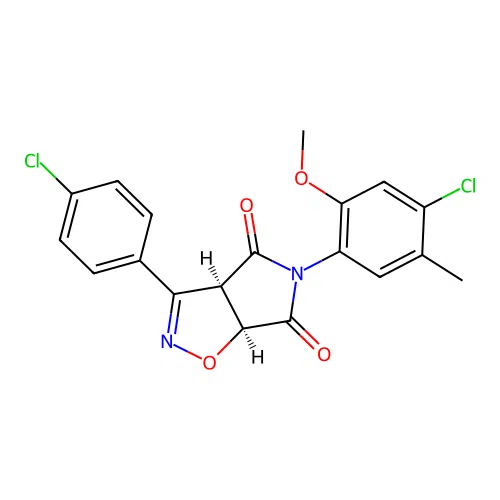 (3aR,6aS)-5-(4-chloro-2-methoxy-5-methylphenyl)-3-(4-chlorophenyl)-3a,6a-dihydropyrrolo[3,4-d][1,2]oxazole-4,6-dione structure