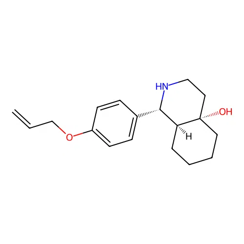 (1R,4aS,8aS)-1-(4-prop-2-enoxyphenyl)-2,3,4,5,6,7,8,8a-octahydro-1H-isoquinolin-4a-ol structure