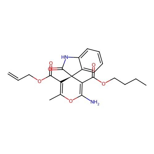 (S)-5'-allyl 3'-butyl 2'-amino-6'-methyl-2-oxospiro[indoline-3,4'-pyran]-3',5'-dicarboxylate structure