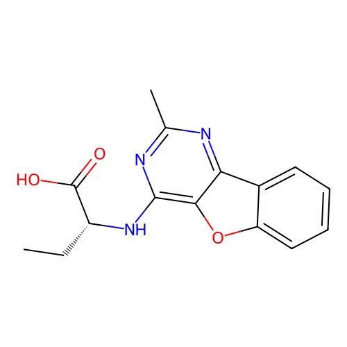 (R)-2-((2-methylbenzofuro[3,2-d]pyrimidin-4-yl)amino)butanoic acid structure