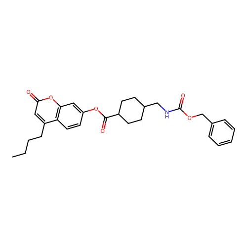 (4-butyl-2-oxo-chromen-7-yl) 4-(phenylmethoxycarbonylaminomethyl)cyclohexane-1-carboxylate structure