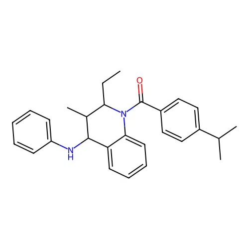 (4-anilino-2-ethyl-3-methyl-3,4-dihydro-2H-quinolin-1-yl)-(4-propan-2-ylphenyl)methanone structure