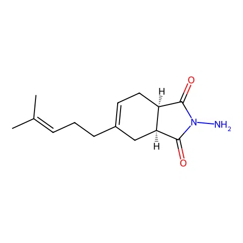 (3aS,7aR)-2-amino-5-(4-methylpent-3-enyl)-3a,4,7,7a-tetrahydroisoindole-1,3-dione structure