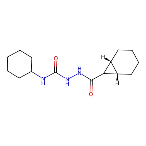 2-((1R,6S,7r)-bicyclo[4.1.0]heptane-7-carbonyl)-N-cyclohexylhydrazinecarboxamide structure